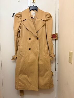 Avec Les Filles Camel Tan Trench Coat w/ Puffed Shoulders